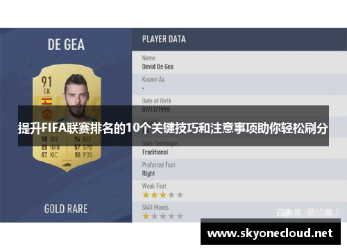 提升FIFA联赛排名的10个关键技巧和注意事项助你轻松刷分